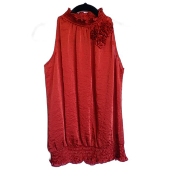 AB Studio Y2K Satin High Neck Sleeveless Elastic Flowers Small NWT Vintage - Picture 2 of 9